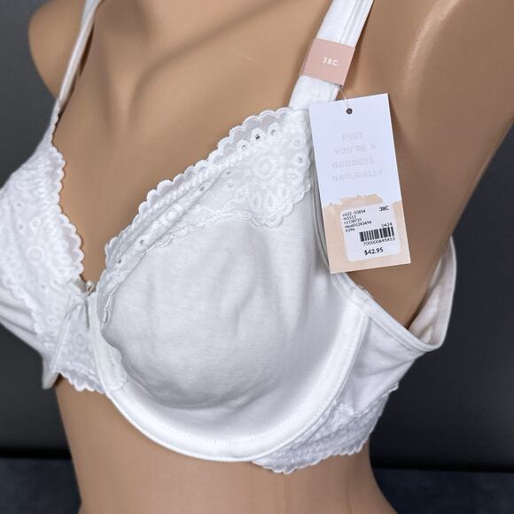Cacique Unlined Demi Bra White Size 38C New NWT Underwire Cotton Blend - Picture 3 of 8